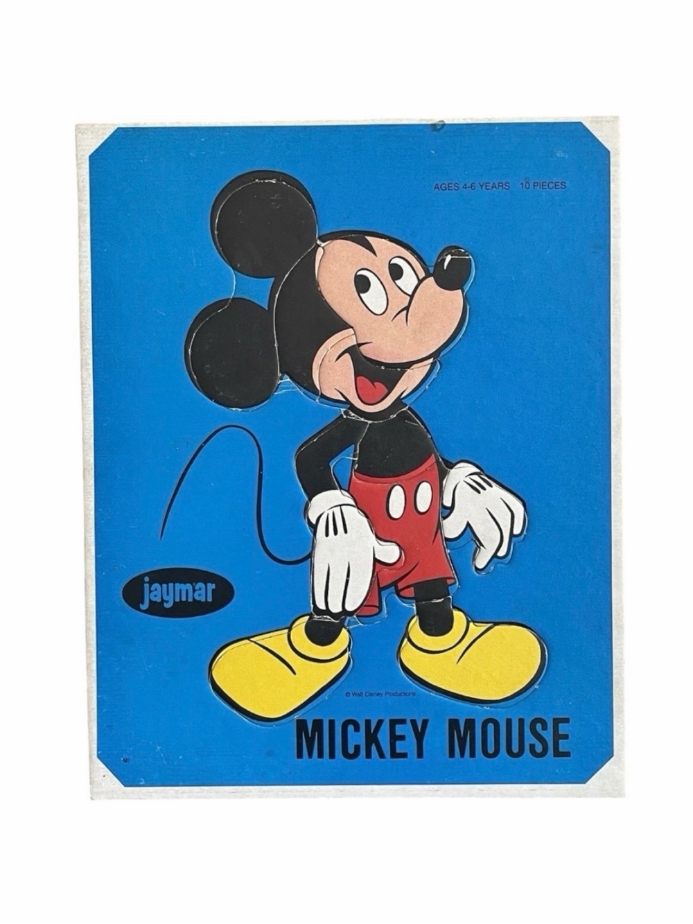 Vintage Jaymar Mickey Mouse Inlaid Cardboard Tray Puzzle 10 Pc 1960s